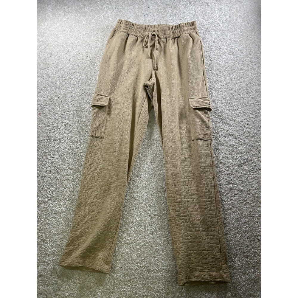 Robert Louis Pants Womens Medium Khaki Cargo Pull On Textured Elastic‎ Waist